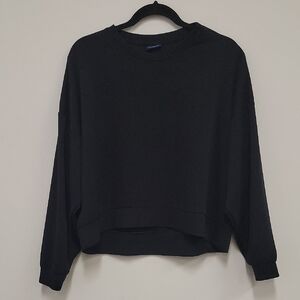 Scoop Oversize Black Crop Sweatshirt